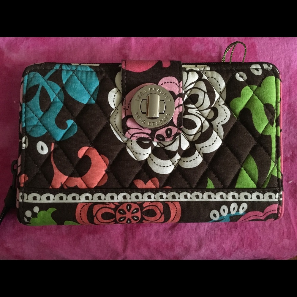 New Very Bradley Turn Lock Wallet and Check Book Cover